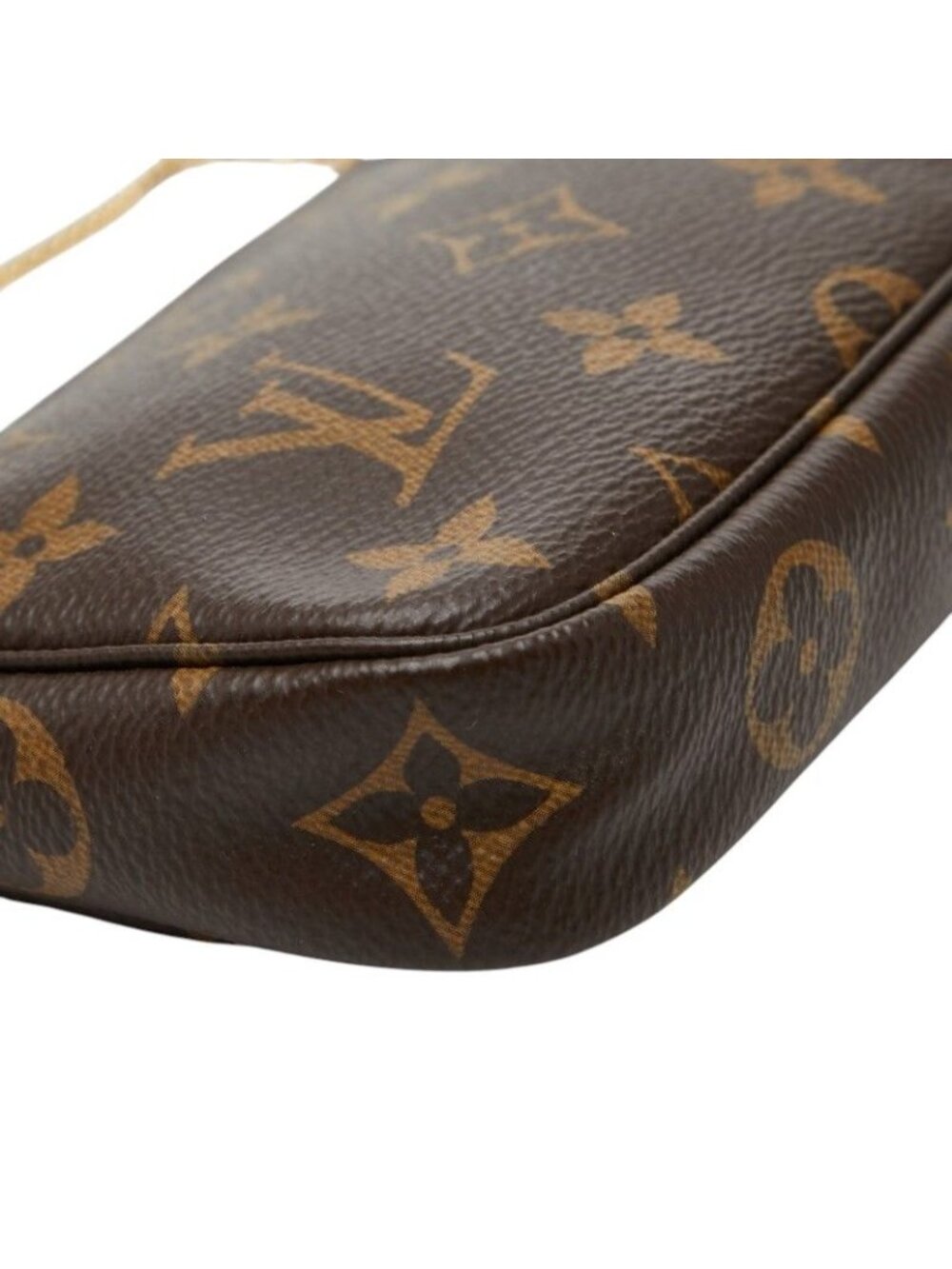 Louis Vuitton Monogram Mini Pochette Pouch Handbag Brown Leather - Picture 5 of 8